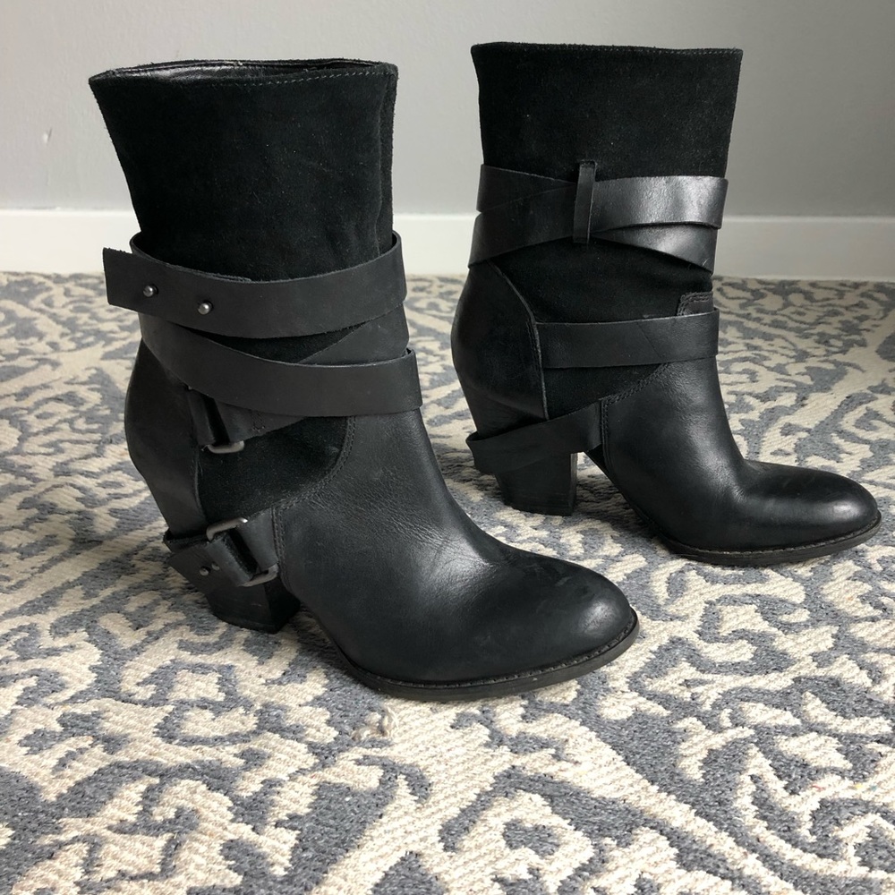 Guess Suede and Leather Block Heel Boots